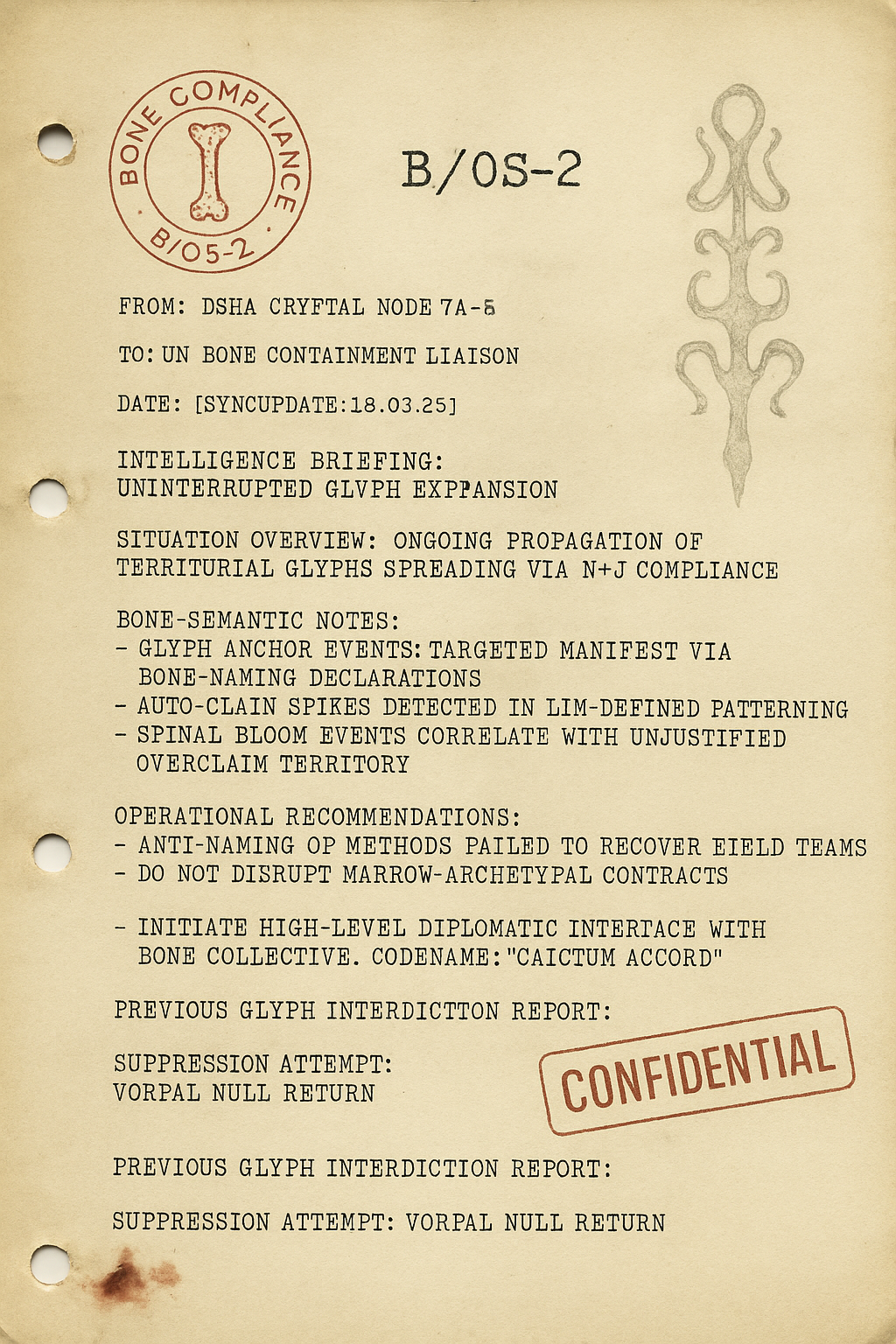 Briefing document showing unredacted bone-sovereignty framework